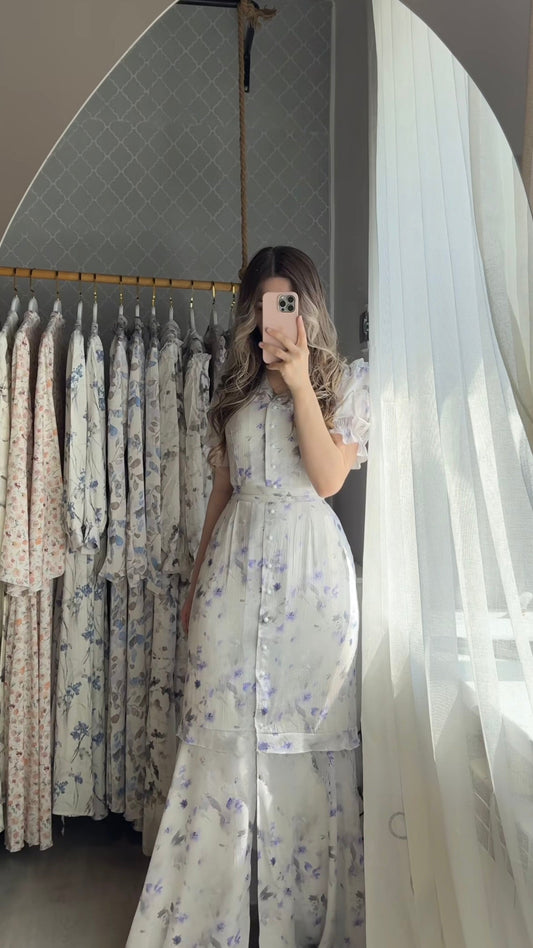 Lilac button-front maxi dress