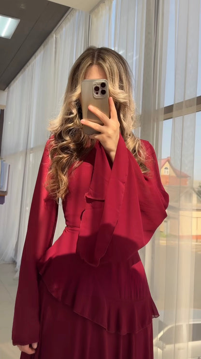 Bordeauxfarbenes Maxikleid