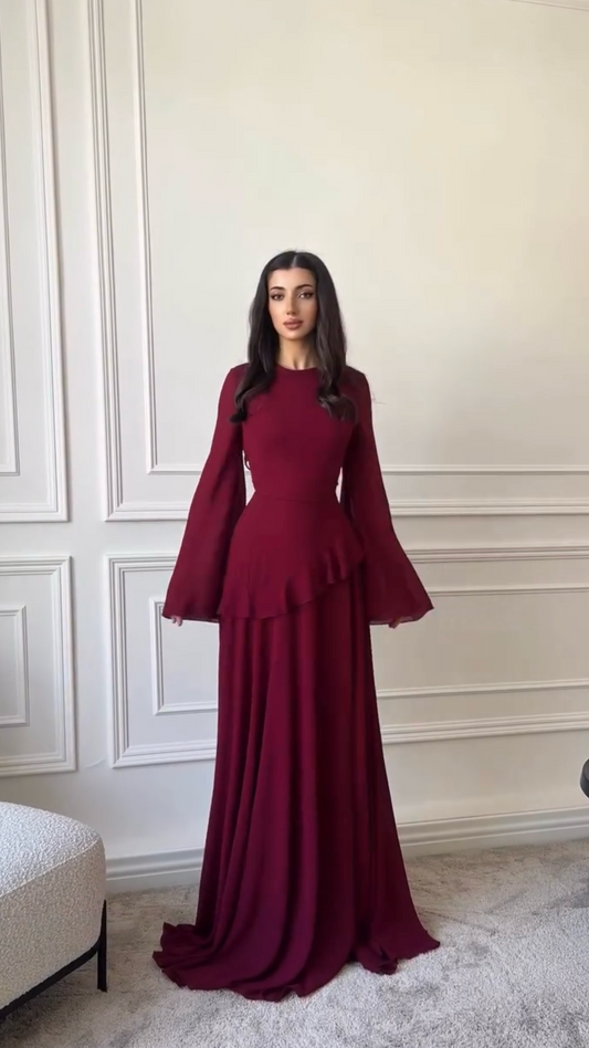 Bordeauxfarbenes Maxikleid